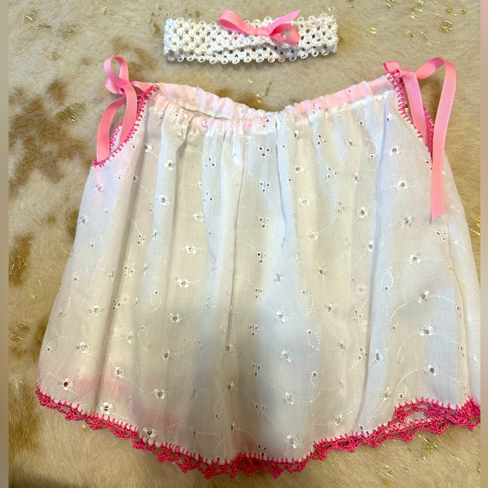 2 homemade dresses nwot with bows 0-6m